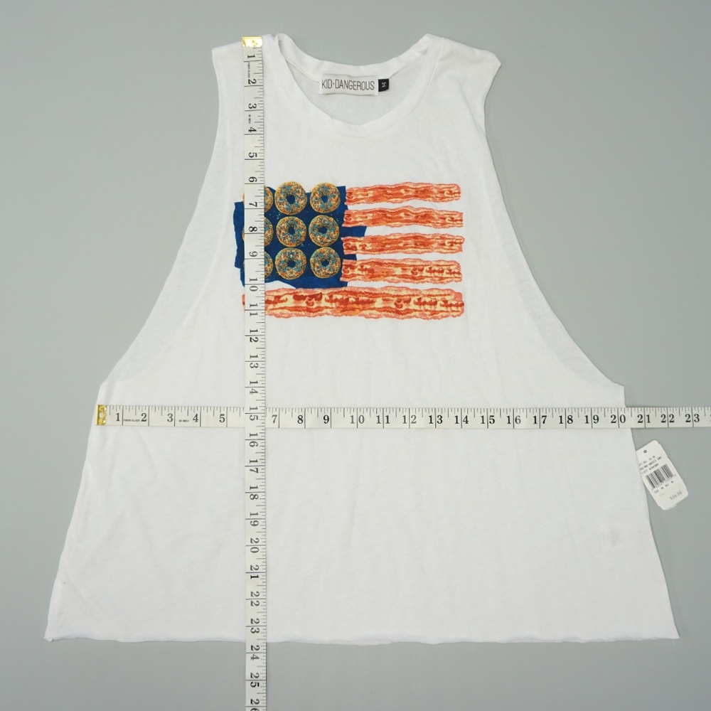KID DANGEROUS Donut Bacon Flag Graphic Tank Top - Picture 3 of 5